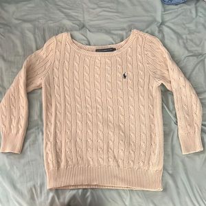 Ralph Lauren Tan / light cream Cable Knit Scoop Neck Sweater
